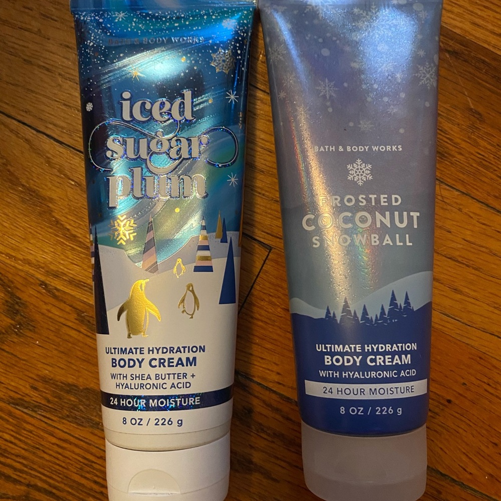 Bath & Body Works Iced Sugar Plum and Frosted Coconut Snowball Body Cream Duo